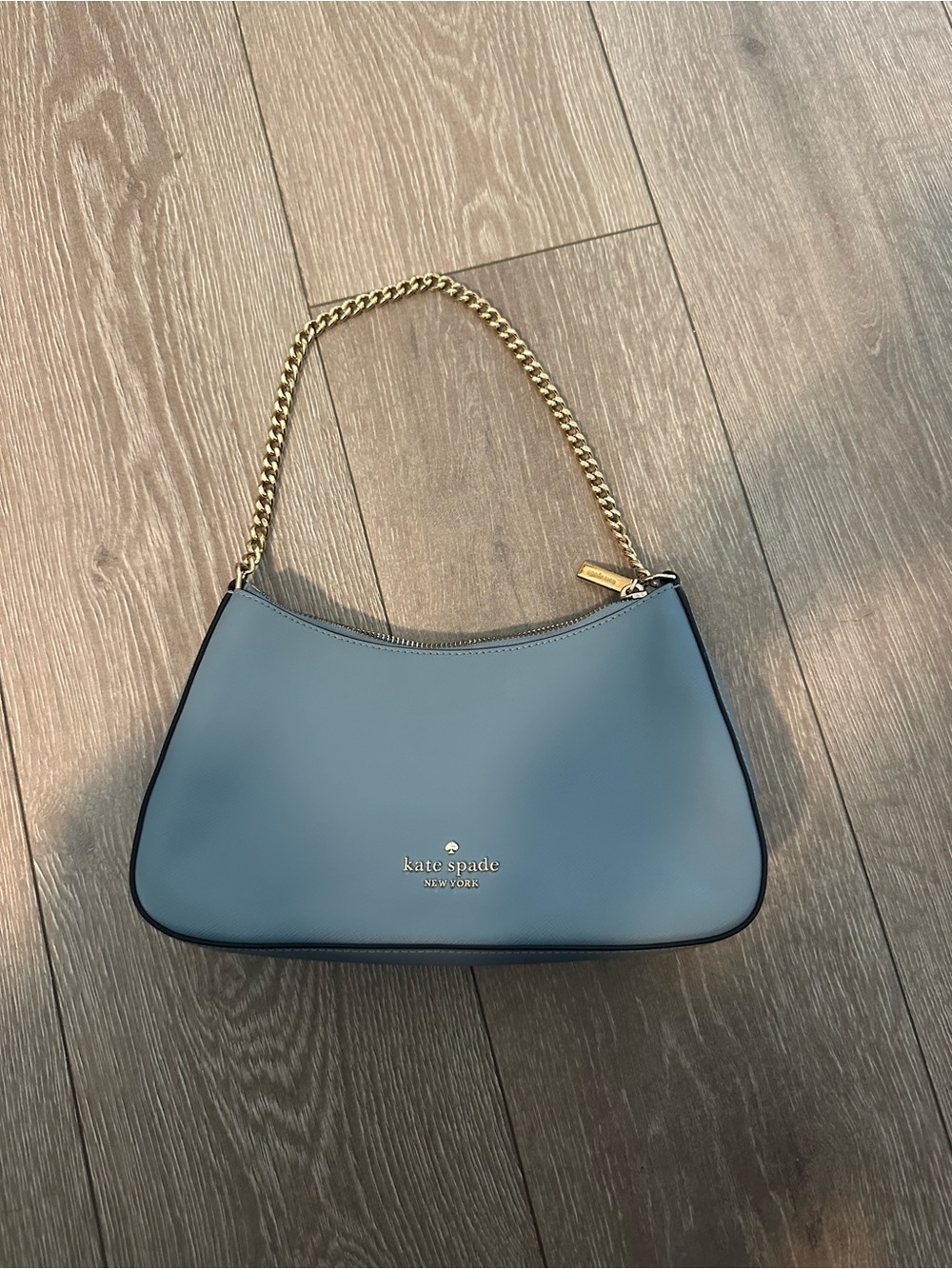 KATE SPADE Blue hand bag with gold chain